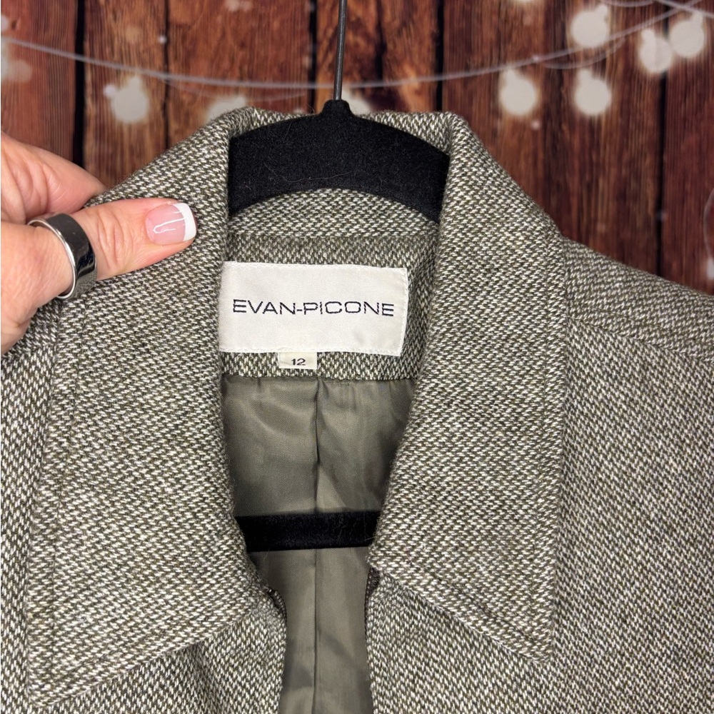 Evan Picone Women’s Olive Wool Blend Blazer - Picture 3 of 7